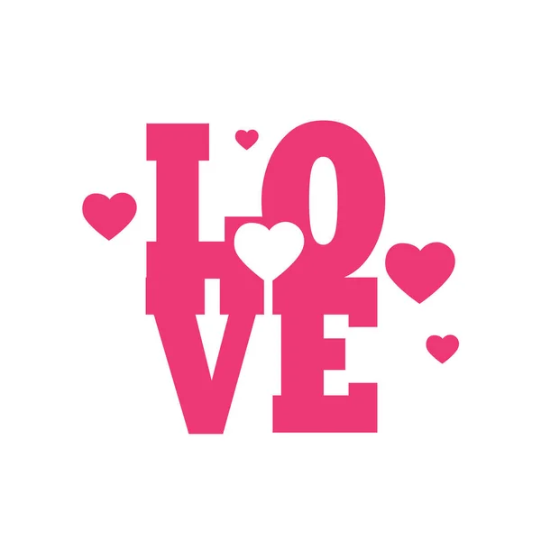 Amour créatif carte de vœux joyeux valentins fête concept vacances invitation rose texte coeur forme isolé plat — Image vectorielle