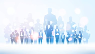 iş adamları grubu kalabalık iş adam patron liderlik kavramı düz yatay tam uzunlukta dışarı ayakta işadamı takım lideri