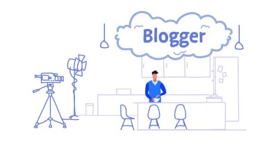 adam gıda blogger kayıt modern mutfak iç sosyal medya blog kavramı tam uzunlukta kroki akışı stil yatay yemek kamera erkek Şef video