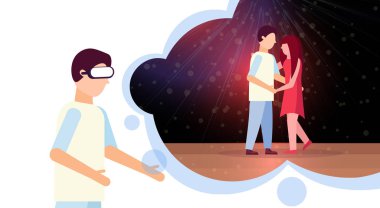 birlikte dans gece dans stüdyosu iç kulaklık vizyon kavramında giyen dijital gözlük sanal gerçeklik kaç adam kadın aşık adam yatay düz