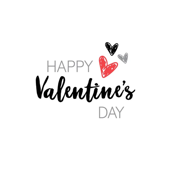Feliz día de San Valentín concepto de vacaciones tipografía cartel con texto dibujado a mano forma de corazón aislado sobre fondo blanco — Vector de stock