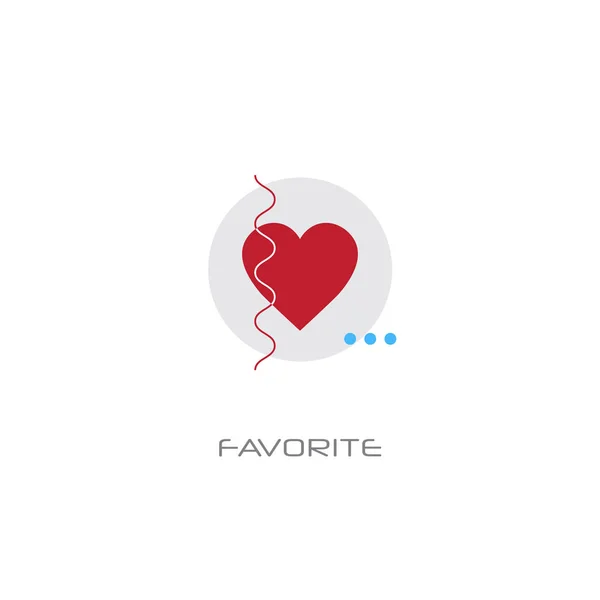Aşk kırmızı kalp simgesi eklemek için favori konsept çizgi stili izole — Stok Vektör