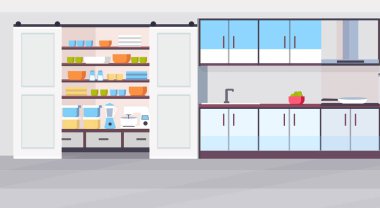 modern mutfak iç tasarım açık dolap yok kişi boş yatay düz