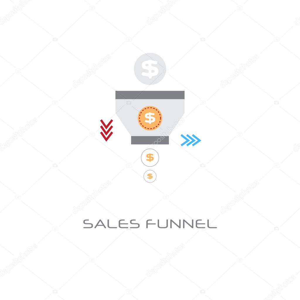 sales funnel analysis concept finance internet marketing data white background line style