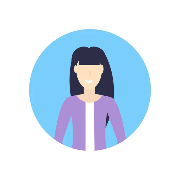 Caucásico mujer de negocios cara avatar feliz asiático chica mujer dibujos animados carácter retrato plano blanco fondo — Vector de stock