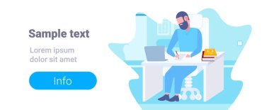 dizüstü bilgisayar kullanma ve reçete modern klinik ofis iç tıp ve sağlık kavramı tam uzunlukta düz yatay kopya alanı yazma tablo işyerinde oturan doktor