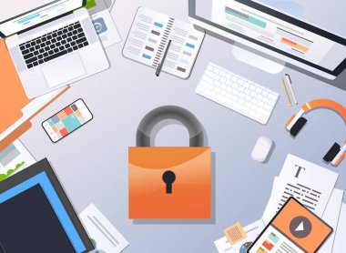 genel veri koruma Yönetmeliği Gdpr kavramı en iyi açı görünüm masaüstü asma kilit gizlilik bilgi güvenliği ve yatay gizli başı işleri