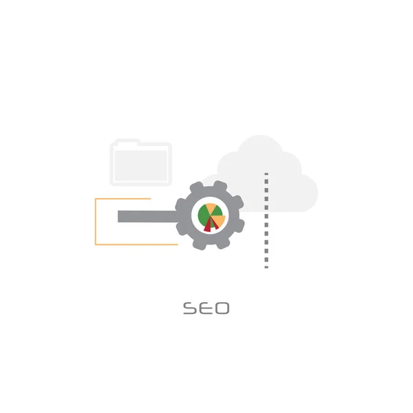 SEO local monitoreo motor de búsqueda concepto de optimización plano fondo blanco — Archivo Imágenes Vectoriales