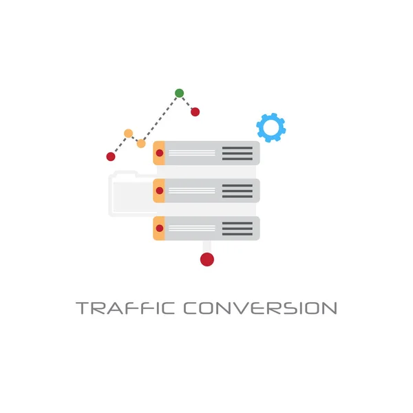 Concepto de optimización de marketing de conversión de tráfico fondo blanco — Archivo Imágenes Vectoriales