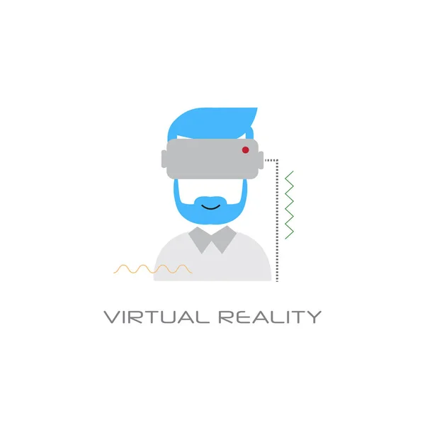 VR digitala glasögon headset virtuell verklighet vision begreppet visuell teknik linjen style vit bakgrund — Stock vektor