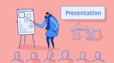 casual adam lider mali grafik sunum kavramı işadamı takım eğitim kroki sıklığı yatay akış stil toplantı flip grafik Konferansı işaret