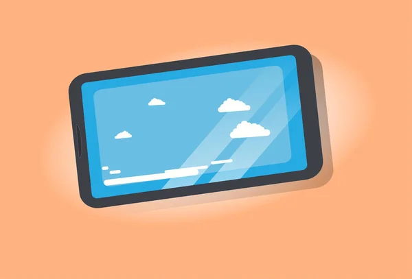 Blauer Himmel mit weißen Wolken Wetter mobile Anwendung Konzept Smartphone Bildschirm digitale Technologie flach horizontal — Stockvektor