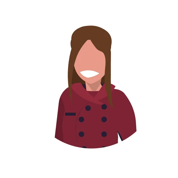 Weiblich Koch Gesicht Avatar Frau in Uniform Essen Kochen professionelle Beschäftigung Konzept Restaurant Küche Arbeiter Porträt flach weißen Hintergrund — Stockvektor