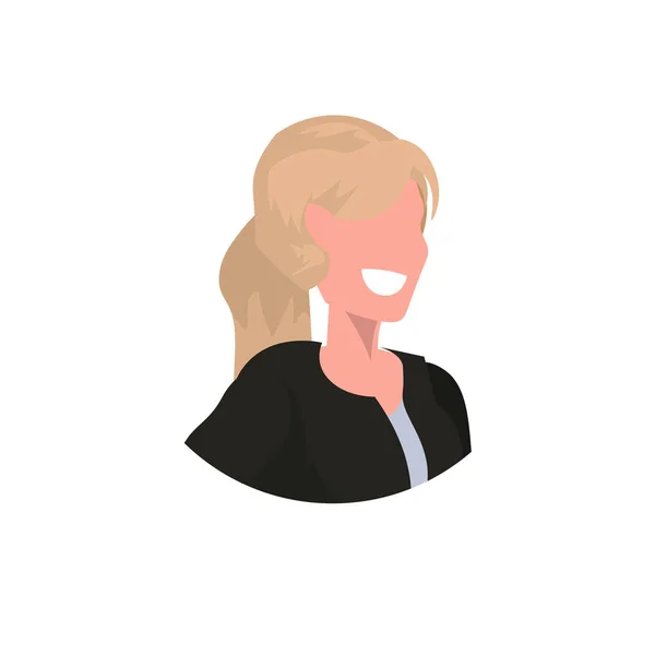 Atrakcyjna kobieta interesu avatar twarz uśmiechający się biznes blond kobieta office pracownik kobiece kreskówka postać portret płaskie białe tło — Wektor stockowy