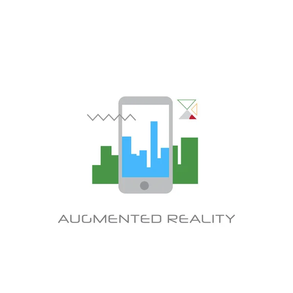 Мобильное приложение дополненной реальности визуальные технологии концепция смартфона линейка стиль белый фон векторные иллюстрации — стоковый вектор