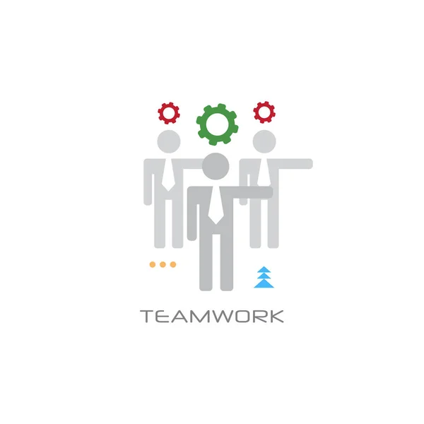 Successful teamwork process concept businesspeople team working together people collaboration line style white background — Stock Vector