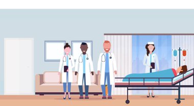 yarış doktorlar takım ziyaret hasta erkek yatak yoğun terapi ward sağlık kavramı hastane oda iç modern tıp Kliniği yatay yalan mix