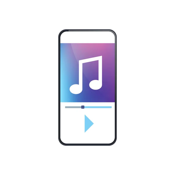 Muziek speler app interface smartphone scherm mobiele applicatie witte achtergrond plat — Stockvector