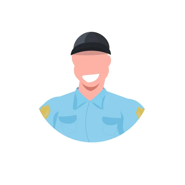 Polizei mann gesicht avatar officer in uniform männlich cop sicherheit guard professionelle beschäftigung konzept cartoon figur portrait flach weiß hintergrund — Stockvektor