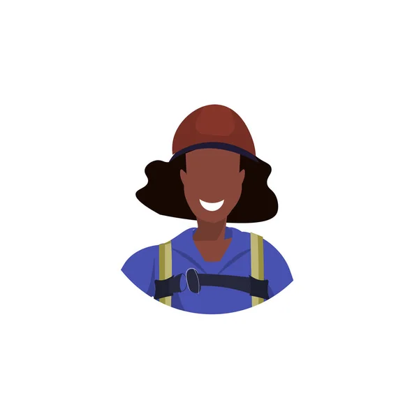 African american woman face avatar industrial climber in uniform professional occupation concept female cartoon character portrait flat white background — Stock Vector