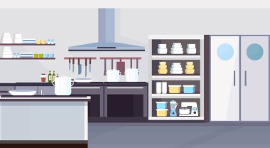 Modern ticari Restoran iç tasarım mutfak yemek ve mutfak kültürü kavramı yok kişi boş yatay düz
