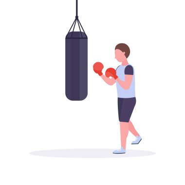 adam boks çanta beyaz egzersiz düz araba eğitim iş kavramı kırmızı vücut sağlık sağlıklı yaşam tarzı yumruk