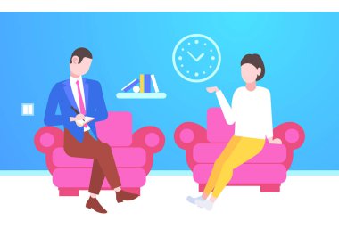 soru sorma ve koltuk işinde oturan aday kadın cevap dinlerken işadamı not almak kavramı modern ofis iç yatay tam uzunlukta düz röportaj