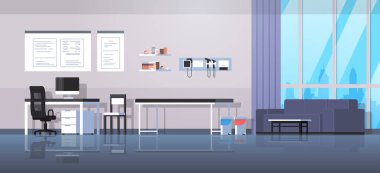 Doktor ofis işyeri odası iç modern Hastane Klinik dolap iç boş yok insanlar yatay banner düz