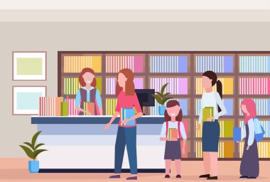 insanlar kütüphaneci modern Kütüphane kitabevi iç kitaplık kitaplar kitap eğitim bilgi kavramı düz yatay okuma ile borçlanma satır sırasındaki