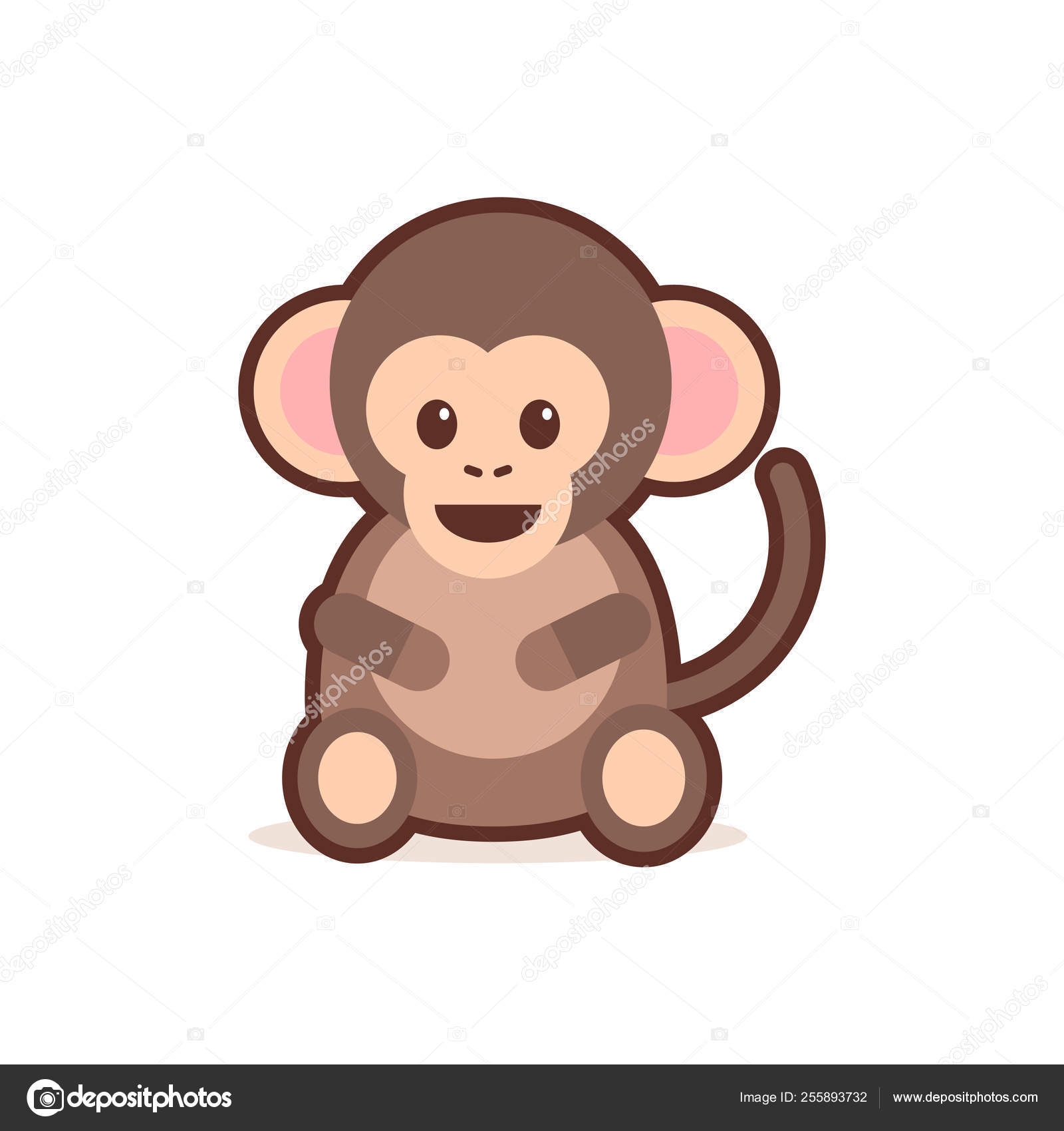 Bonito pequeno macaco desenho animado personagem cômico com rosto