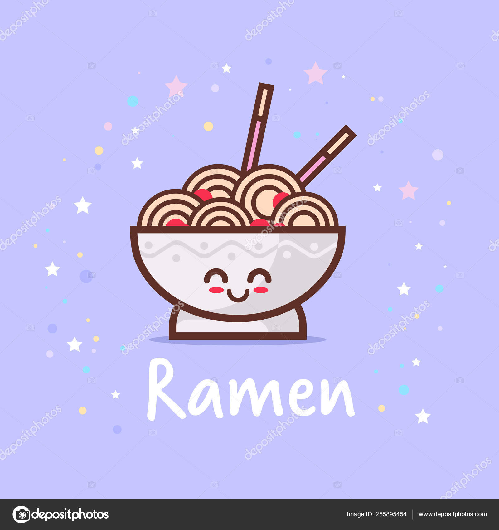 personagem de copo de ramen instantâneo fofo e kawaii em estilo