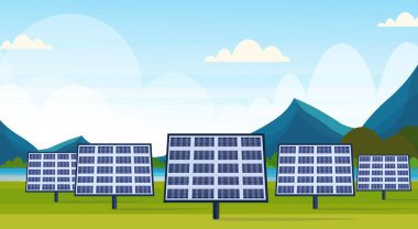 alan alternatif doğa doğal enerji İstasyon manzara nehir Güneş pano bölge temiz yatay yenilenebilir