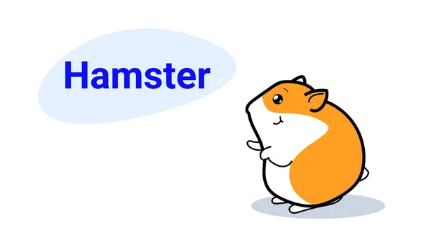 Bonito pequeno hamster desenho animado personagem cômico com rosto sorridente kawaii mão desenhada estilo animais engraçados para crianças conceito horizontal — Vetor de Stock
