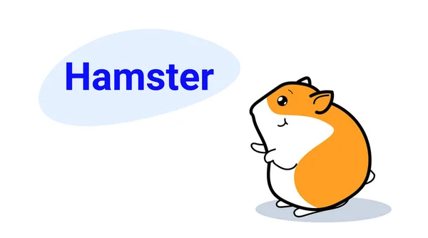 Bonito pequeno hamster desenho animado personagem cômico com rosto sorridente kawaii mão desenhada estilo animais engraçados para crianças conceito horizontal —  Vetores de Stock