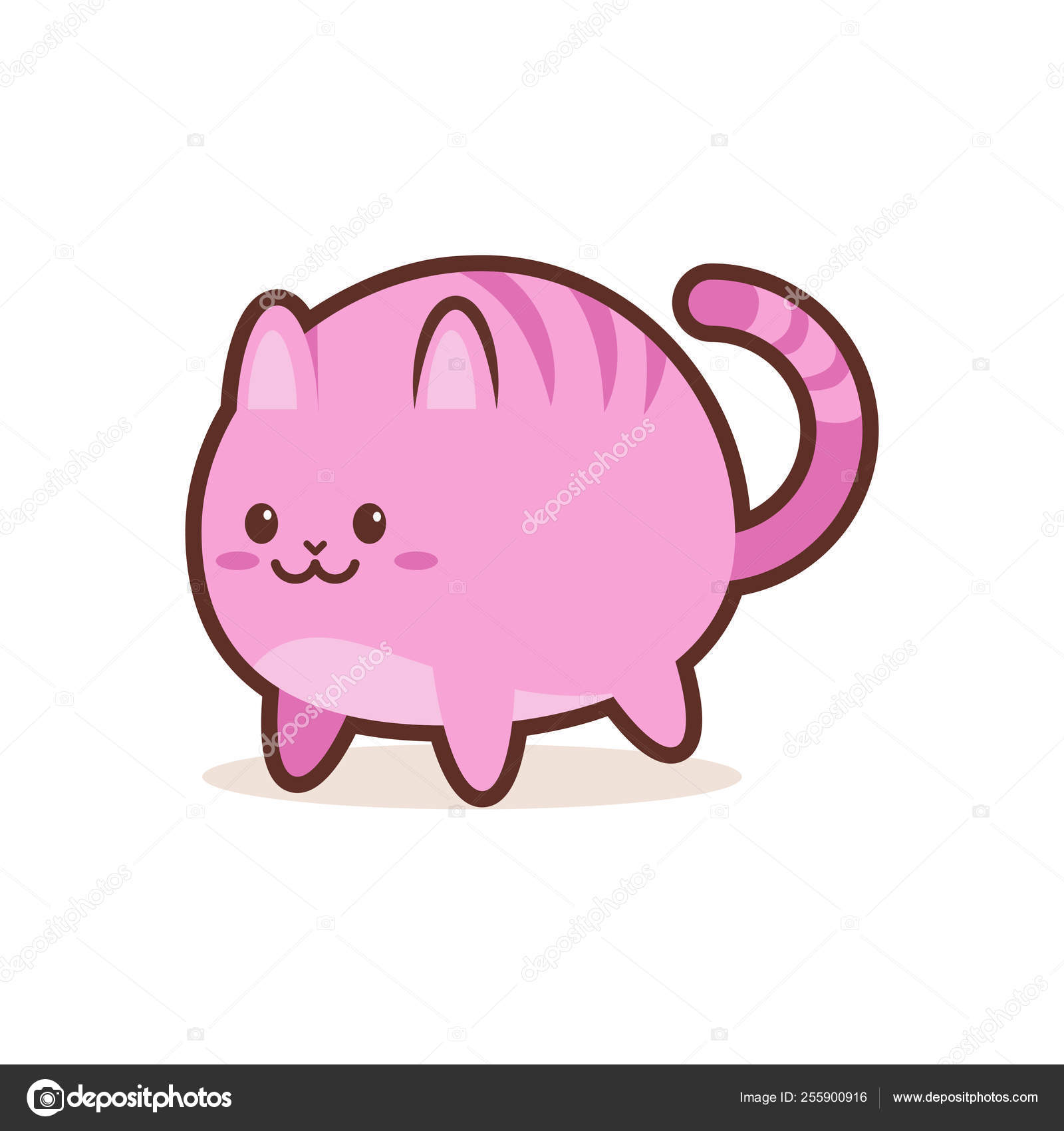 Bonito rosa gato desenho animado personagem cômico com rosto