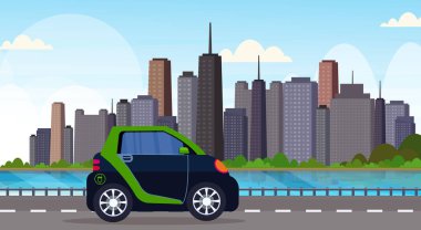 Modern araç araba daire dostu elektrik ilgilenmek kavramı karayolu yol sürüş temiz yatay ulaşım çevre