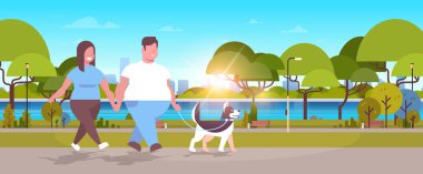 Park adam arka plan açık doğa eğlence günbatımı kadın kentsel kavramı manzara obezite ağırlık yürüyüş yatay çift şehir