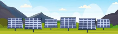 alan arka plan düz dağlar doğa doğal enerji İstasyon manzara Güneş pano bölge temiz yatay yenilenebilir