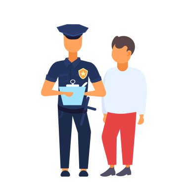 polis memuru ile adam sürücü üniforma lı polis ayakta rapor beyaz arka plan düz tam uzunlukta yazma