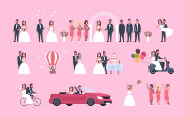 set sadece evli adam kadın birlikte farklı kavramlar koleksiyonu romantik çift gelin ve damat aşk düğün günü kutlama tam uzunlukta yatay düz ayakta
