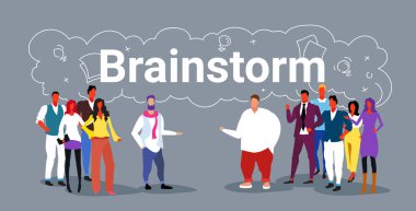 iş adamları konferans toplantısında tartışıyor iş adamları kadın kadın yaratıcı takım ofis çalışanları takım çalışması beyin fırtınası kavramı kroki yatay afiş