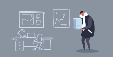 kağıt yığını ofis işçi egzersiz evrak kavram modern işyeri kabine iç kroki yatay tutan fazla çalışma adam
