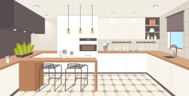 çağdaş mutfak iç boş hiçbir kişi ev odası modern daire tasarımı düz yatay