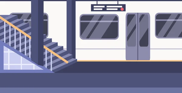 Tren metro ferrocarril estación de metro vacío no personas plataforma ciudad transporte concepto plano horizontal — Vector de stock