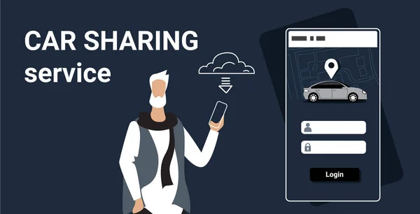 seniorr man downloading online mobile app rent car sharing concept transportation carsharing service smartphone application system update horizontal sketch portrait