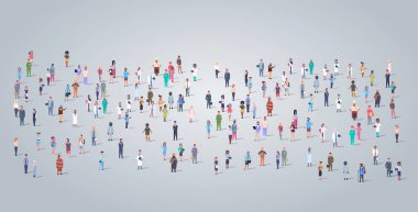 büyük insanlar grup farklı meslek çalışanları ayakta todether işçi kalabalık işçi günü kavramı yatay tam uzunlukta düz