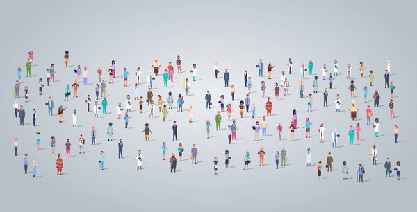 большие люди группа различных профессий сотрудников, стоящих вместе трудящихся толпа День труда концепция горизонтальная полная длина квартиры
