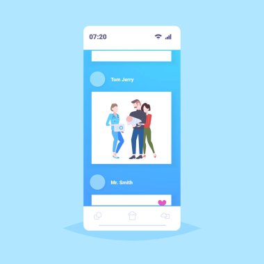 Doğum sonrası çocuk bebek danışarak Baba Anne Aile telefon ve hemşire tasarım cep telefonu tam uzunluk