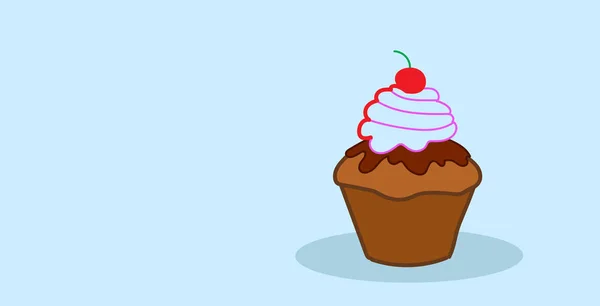 Muffin cake smakelijke cupcake zoete bakkerij dessert voedsel concept schets hand getekend horizontaal — Stockvector