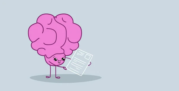 Human Brain HR Manager analyseren CV curriculum vitae recruitment kandidaat baan positie concept Pink cartoon karakter kawaii stijl horizontale schets hand getekend — Stockvector